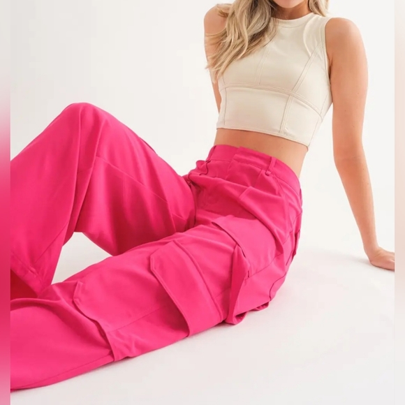 #226 🛑42 S,M FABULOUS CHIC CARGO PANTS BEST WIDE LEG CARGO PANTS - Picture 8 of 12